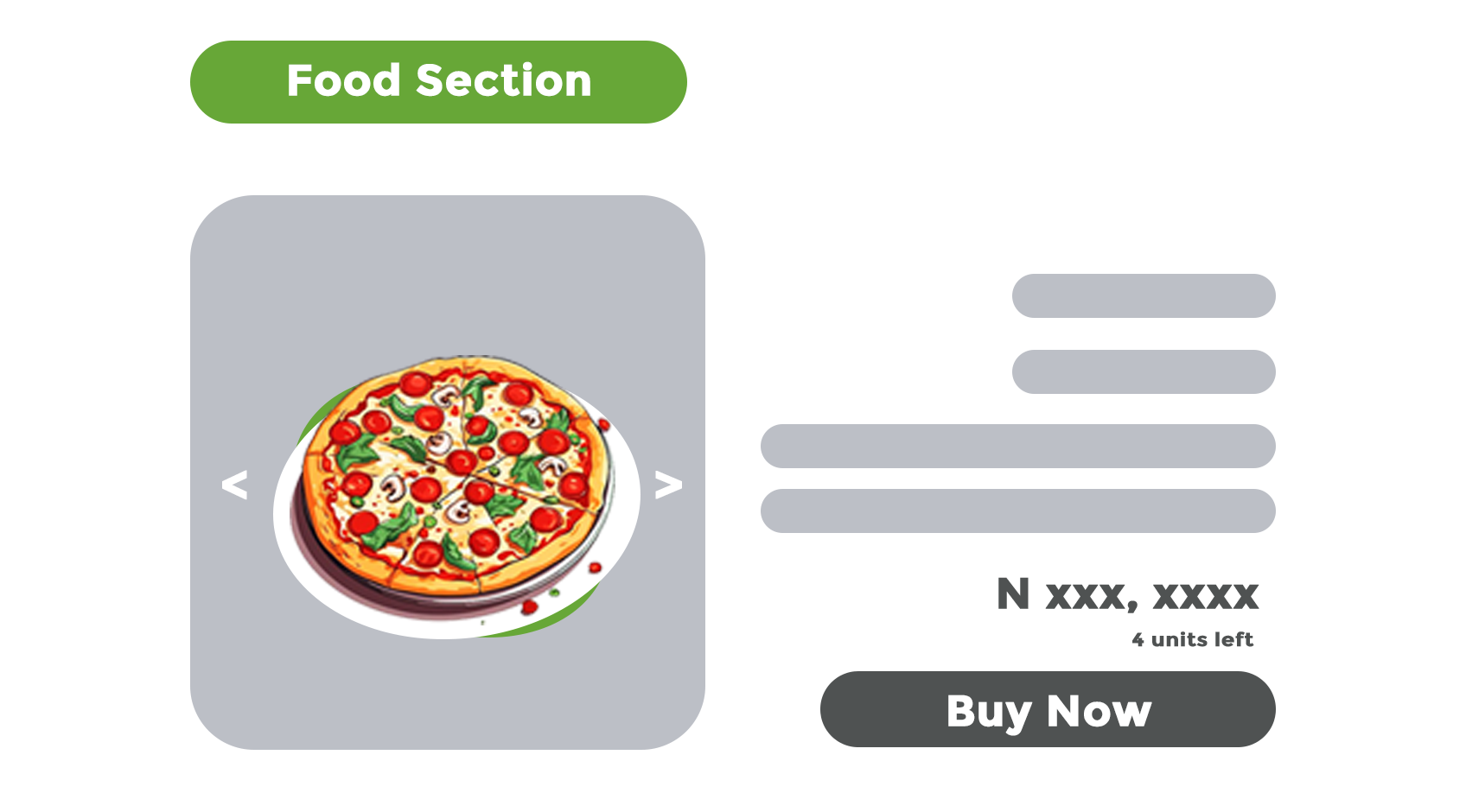 UI for placing an order